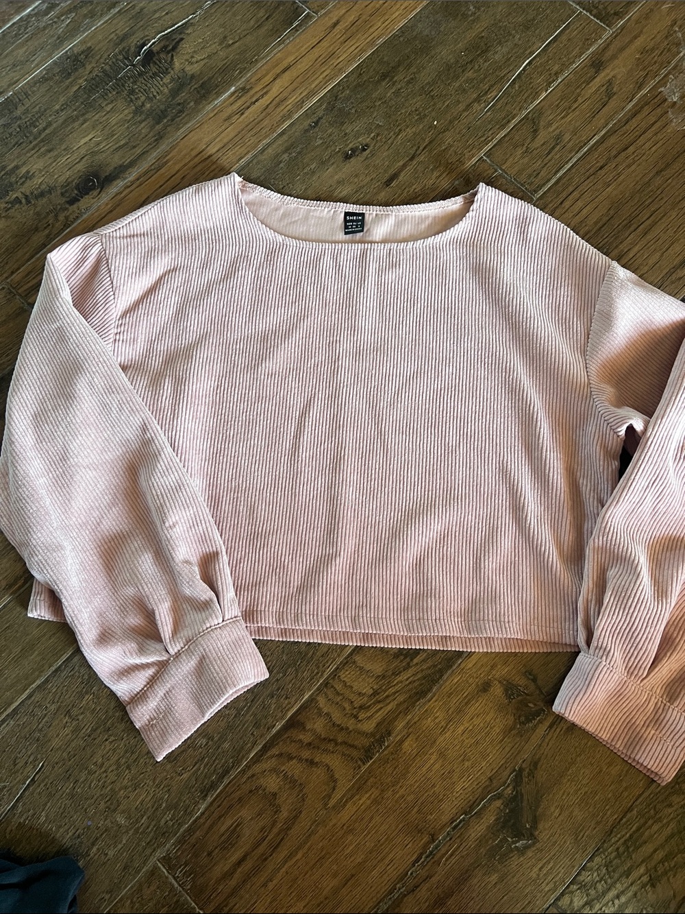 Light Pink Ribbed Cropped corduroy top